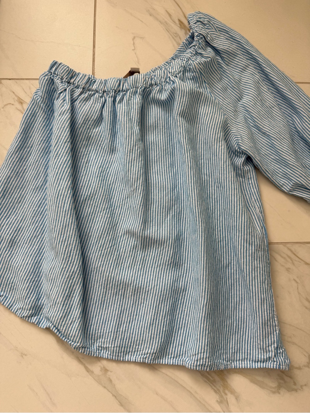LOFT Blue & White Striped Off-Shoulder Top